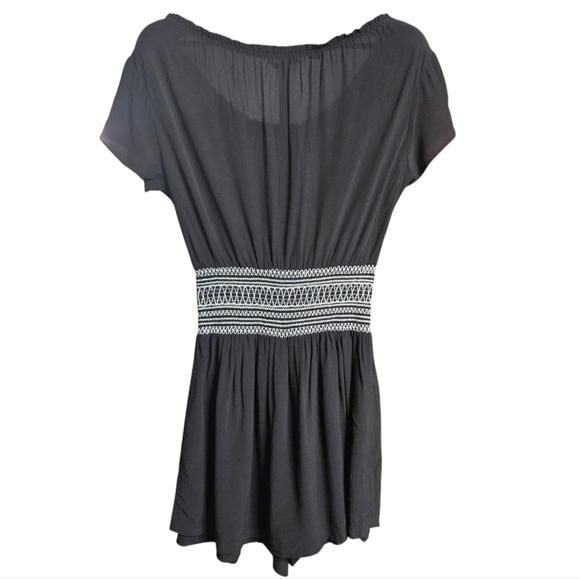 Maje Black Emboidered Smocked-waist Romper Size M - Picture 2 of 9